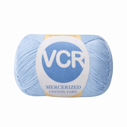 Image of VCR 4 Ply Polo Blue 100% Mercerized Cotton Yarn, 60 Grams Hank, 190 Meters Length, Cotton Combed Ball, Smooth and Glossy Crochet Yarn for Crochet and Knitting, Pack of 1, Suitable for DIY Crafts
