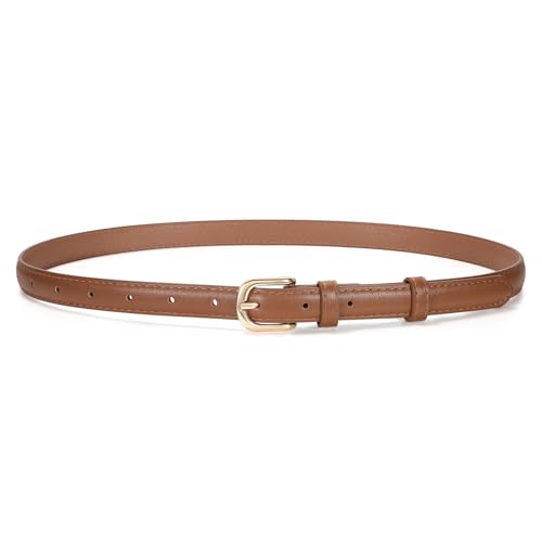 JASGOOD Womens Thin Leather Belt for Jeans Pants Fashion Skinny Faux Leather Belt for Dresses