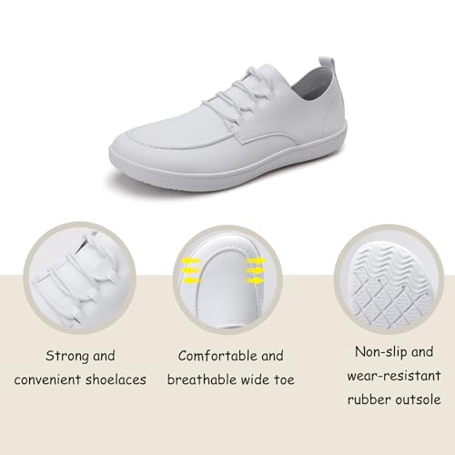 Men's Leather Wide Toe Flat Oxford Shoes Comfortable Round Toe Soft Sole Non-Slip Lace-Up Business Work Shopping Barefoot Casual Shoes3