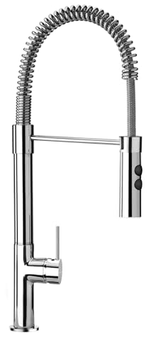 SCHOCK | Küchenarmatur Aquasoft Slim, Federhahn, schwenkbarer Griff, Slim-Profil, Schock Saving 90°, Auslaufdrehung 360°, verchromtes Messing, kombinierbar mit Spülbecken, hergestellt in Italien.