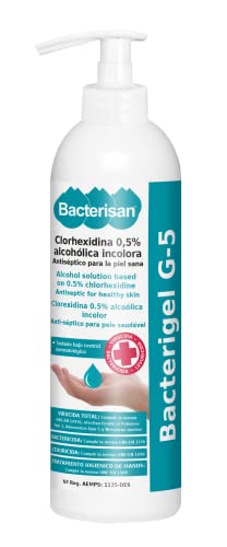 BACTERISAN Bacterigel G-5 500ml, Gel de manos desinfectante autosecante, Antiséptico para la piel sana, Testado bajo control dermatológico y pediátrico