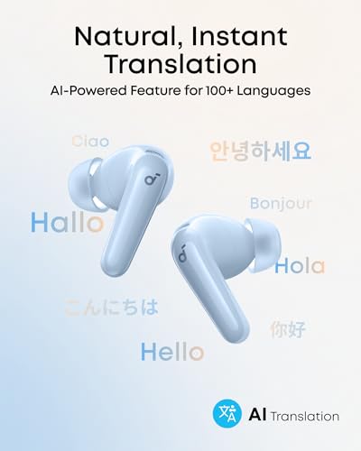 Image of Soundcore P31i by Anker, Real-Time Adaptive Noise Cancelling, Hi-Res Sound, Translation Earbuds, 50H Playtime, Wireless Earbuds, Bluetooth Earphones, Spatial Audio, Fast Charging, IP55 (Light Blue)