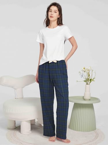 Women's Cotton Flannel Pajama Pants, Soft Lounge Bottoms with Pockets4