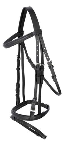 Covalliero Trensenzaum Standard, Zaumzeug, Reitzaum, schwarz, Leder, Metall, Shetty, Pferd, verstellbar, inkl. Gurtzügel