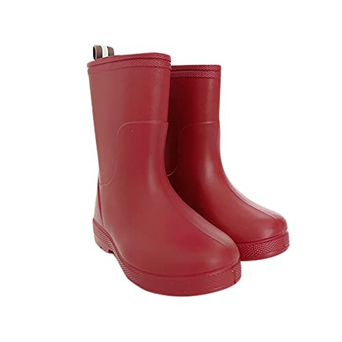 EnJoCho 3 to 12 Years Kids Easy On Antiskid Rain Shoes Boots for Toddler Kids Short Rain Boots Lightweight Rainy Day Shoes (Red, 13.5 Little Child)