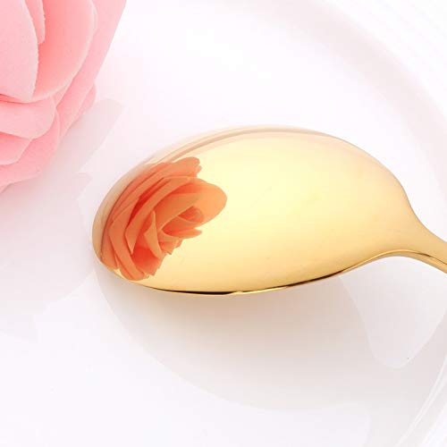 Cuillères à Soupe en Acier Inoxydable de Couleur Cuillères à Long Manche Cuillères à Soupe en Or Rose pour crème glacée Cuillères à dîner Cuillère de Service pour Riz/sal,(6pcs Purple)