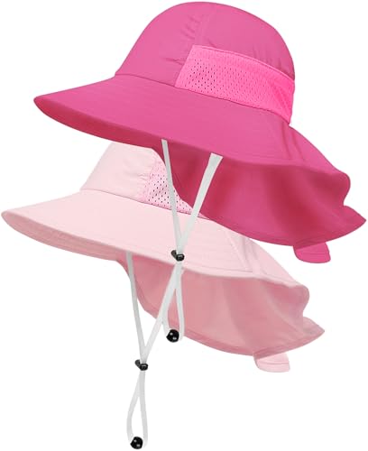 Image of Toddler Baby Sun Hat Kids Summer Beach Essentials Adjustable Beach Hats with Bucket Wide Brim for Boys Girls Age 0-14 Years