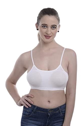 Women's Pure Cotton Detachable Cups Seamless Beginner Bra (30, Skin)