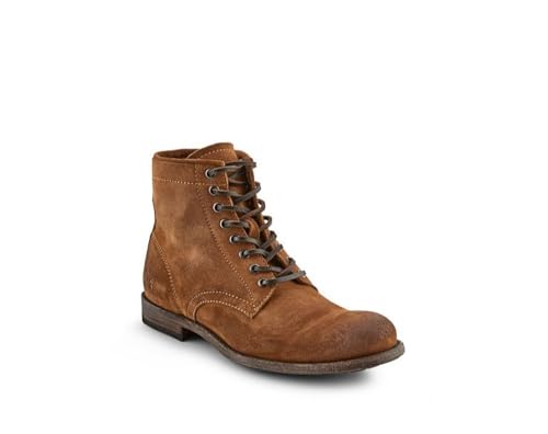 Image of Frye Tyler Lace Up Boots for Men Crafted from Soft Vintage Leather with Blake Construction, Burnished Toe and Heel, and Rubber Inserts on Leather Soles - 5 inch Shaft Height
