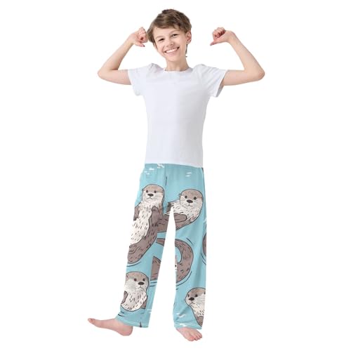 ZZXXB Lovely Otters Boys Long Pants Soft Trousers Elastic Waist Kids Lounge Bottoms with Pockets S-XL3
