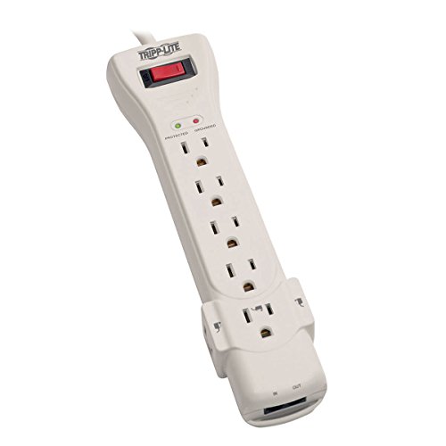 Tripp Lite 7 Outlet Surge Protector Power Strip, 15ft. Extra Long Cord, Right Angle Plug, Fax/Modem Protection, RJ11, 75K Insurance & (SUPER7TEL15)