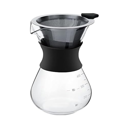Image of 400ml Pour Over Coffee Maker Handmade Borosilicate Glass Carafe with Stainless Steel Filter, Paper-Free Dripper, High-Heat-Resistant Coffee Pot for Home & Kitchen (400ML, Pack of 1)
