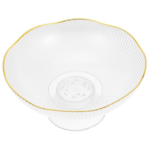 Garneck Frutero con Dorado Diseño Drenante Multifuncional para Encimera Cocina Bowl Decorativo Transparente para Frutas y Snacks