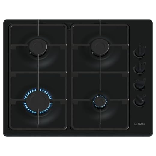 Bosch, Series 2, PBP6B6K60, 60cm Gas Hob with 4 burners, 2 Cast iron finish supports, new standard sword dials, Side control