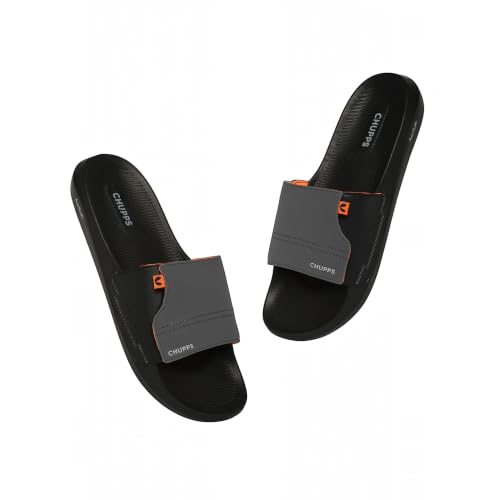 Image of CHUPPS Vapor Navy & Grey Drift Orthopedic Slippers | Soft Footpharma Footbed | Breathable Ventilation Holes | Lightweight Flip Flops | Anti-Skid Chappals for Everyday For Mens
