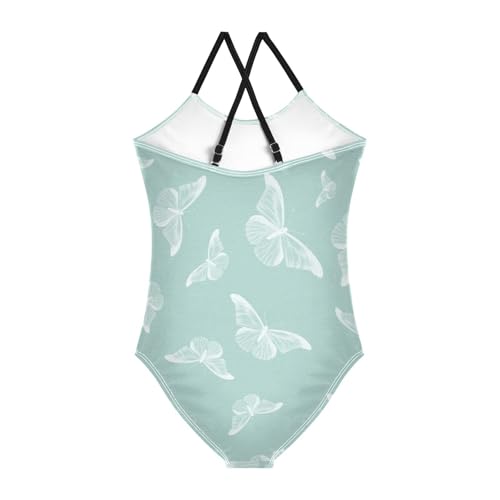 Butterfly Pattern Green Swimsuits for Girls 1-Piecing Swim Suit for Girls Bathing Suits for Teens2