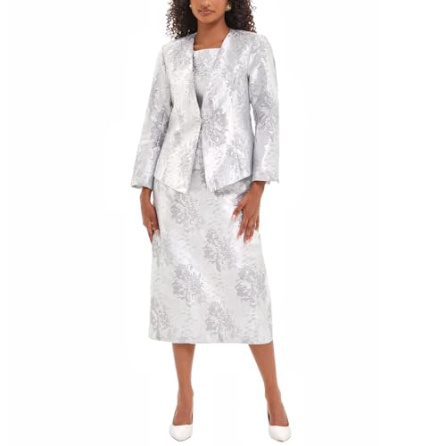 Go Mai Elegant White Church Dress Suit: 3-Piece Jacquard Embroidery Outfit for Mother of the Bride | Size 10 - Image 4