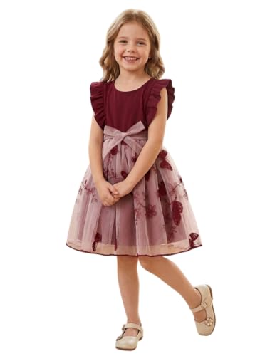 Image of Tagas Girls' Dress|Elegant Beige Baby Girl Dress with Lace Ruffles & Floral Embroidery - Long Sleeve Princess Birthday Party Dress | Comfortable & Stylish Kids Wear| PartFrock for Kids |