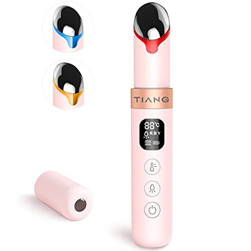 TIANG Masajeador De Ojos, Varita Galvánica Antienvejecimiento Para Bolsas De Ojos De Círculos Oscuros, Masajeador Facial De Ojos Con Calefacción Con Función De Fotón Rojo/Azul/Amarillo