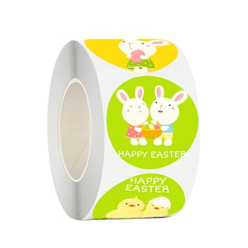 Niesel Rollo de pegatinas de Pascua, calcomanías de Pascua - Pegatinas redondas Etiqueta Adhesiva de la SUMINISTRO FIESTA | Brillantes calcomanías de dibujos animados de vacaciones para invitaciones