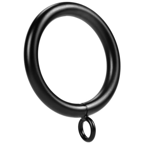 41Pcs Black 1.5-Inch Inner Diameter Metal Curtain Rings with Eyelets,Fits Up to 1 1/4-Inch Rod,Thick Wire Diameter (Black-41PCS)