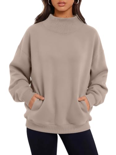 Trendy Queen Womens Mock Neck Sweatshirts with Pockets Oversized Pullover