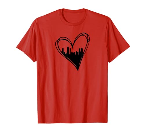 Linda I Love Atlanta Georgia Paisaje Urbano Corazón Negro Camiseta