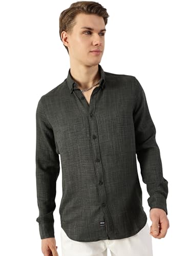 Image of Thomas Scott Men's | Solid | Full Sleeve | Regular Fit | Polyester | Button Down Collar | Casual Shirt