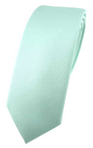 TigerTie - schmale Designer Krawatte in mint grün einfarbig Uni Rips...