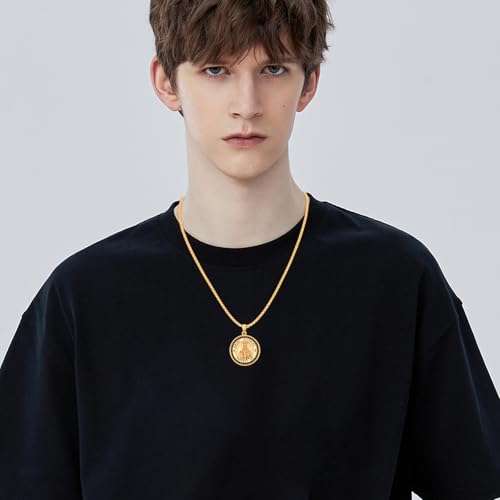 Collier médaille saint patron pendentif catholique argent - 4