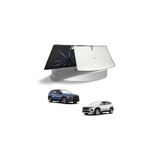 Image of KUST Sun Shade Umbrella for Hyundai Tucson 2016-2025 2026 | Custom Fit Windshield Sunshade | Foldable Sunshade with Bendable Handle | Blocks Heat & UV Scratch Resistant Keep Your Car Cool Sunshield