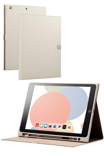 エレコム iPad 第9/8/7世代 iPad 10.2 2019年モデル フラップケース ソフトレザー &me Apple Pencil収納 フリーアングル グレージュ TB-A19RWVJMGB