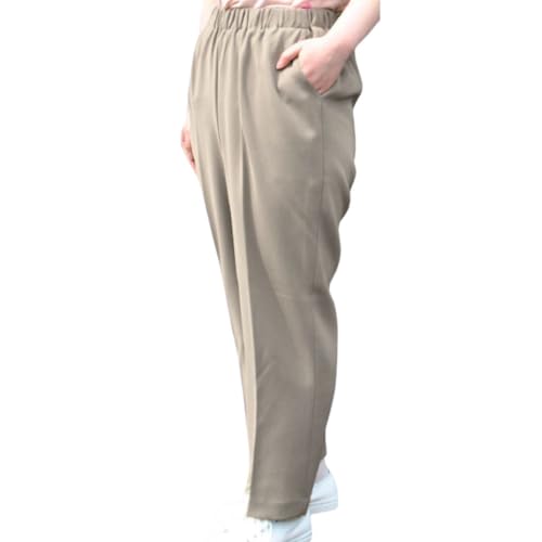 背中がでにくい こしらくパンツ 腰曲がりパンツ 70代 80代 90代 シニアファッション シニア レディース ゴム入替え口付き 股下58cm ウエストゴム ポリエステル 通年 (JP, アルファベット, L, ベージュ)