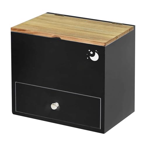 Soporte para tampones, caja decorativa de madera, almacenamiento compacto para baño, organizador de tampones de ahorro de espacio de 9.4 x 8.9 x 5.6 pulgadas, ideal para invitados, fregadero