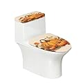 Hechitok Pumpkin Fall 2 Pieces Toilet Lid Cover Set, Stretchable Fibers Elongated Toilet Cover Fit for Most Toilet