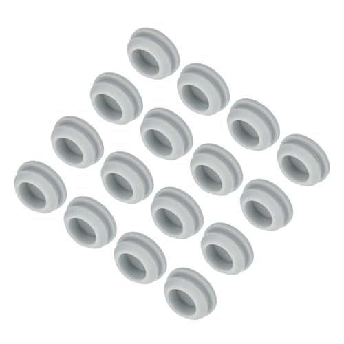 Image of MECCANIXITY 16pcs Silicone Snap in Locking Hole Plugs,15mm /0.6 Inch Mounting Diameter Narrow Groove Width 2mm Panel Seal Cover Round for Kitchen Bulkheads Waterproof Sealing Plugs Grey