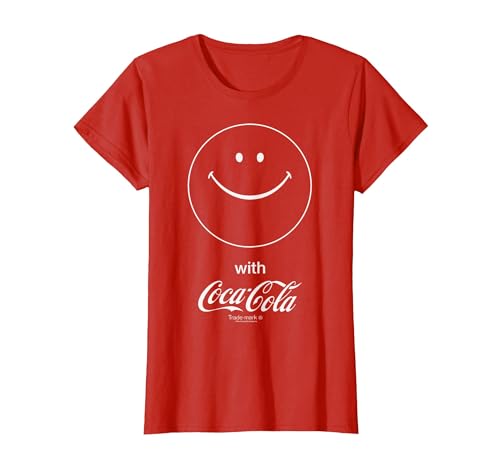 Image of Coca-Cola Smiley Face Smile with Coke Graphic T-Shirt T-Shirt, Women, Red, Medium
