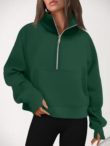 Image of AUTOMET Womens Sweatshirts Half Zip Cropped Pullover Fleece Quarter Zipper Hoodies 2026 Fall Fashion Outfits Clothes
