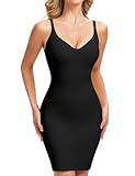 MISS MOLY Unterkleid Damen Shapewear Nahtloses Shape Kleid Sexy Bauch Weg Figurformende Unterwäsche mit Trägern Miederkleid Shaping Full Slips(Schwarz,XXL)