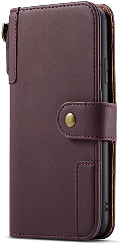 Étui en cuir véritable iPhone 13 rouge vin : protection folio élégante GUMMMY