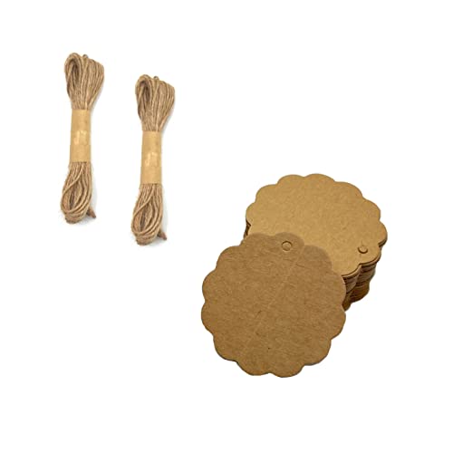 ARKRAFT 40 Kraftpapier-Etiketten für Geschenkpapier, gewellt, inklusive Schnur (Zubehör-A3) Cover