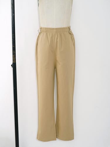 Aislor Kids Boys School Uniform Pants Elastic Waist Solid Color Straight-Leg Pants Pull On Trousers with Pockets3