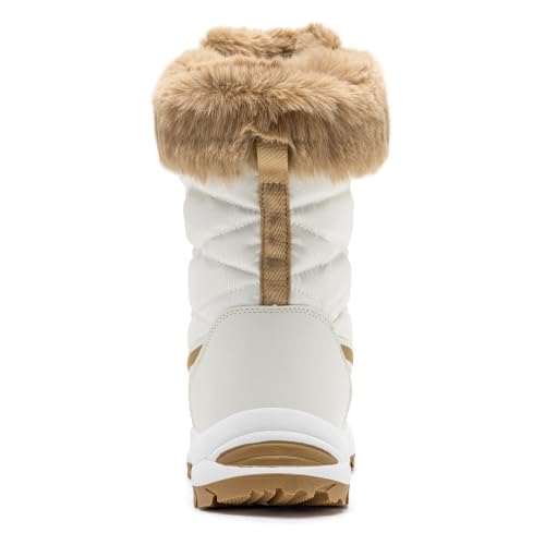 HOBIBEAR Women's Winter Snow Boots Waterproof Lightweight Warm Faux Fur Lined Mid-Calf Booties（Beige 1370 Size 8 Women - image 5