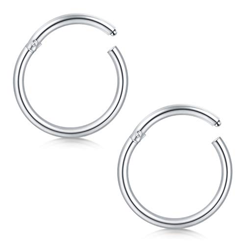 Vcmart 2pcs Nariz de Acero quirúrgico Anillo Clicker aro 16G 8mm Tabique Labio Tragus Pendiente cartílago Hélice Joyas Piercing Cover