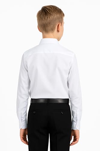 SIRRI Boys Soft Cotton Blend Slim Fit Classic Collar Dress Shirt, Long Sleeve, Easy Iron Special Occasion Shirts2