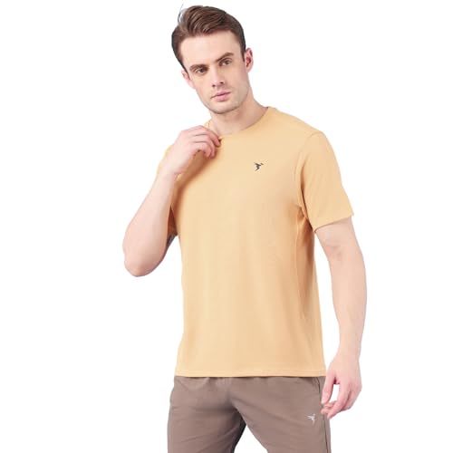 Image of TECHNOSPORT Men's Slim Fit Polyester Activewear Sports T-Shirt with Moisture-Wicking Comfort for Workout, Running & Gym
