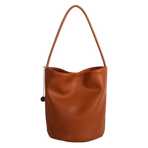 Bolso bolsa tipo bucket de cuero suave para mujer miniatura 1