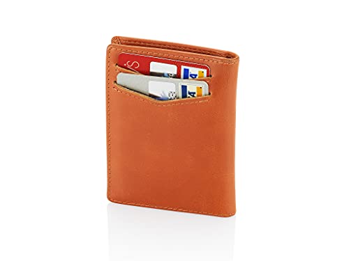 Image of Stealth Mode Men's Slim Front Pocket Wallet - RFID Blocking, Thin Minimalist Bifold Design, Genuine Leather - ID Badge Window and 5 Sleeves for Money, Credit and Debit Cards, Driver's License - Brown