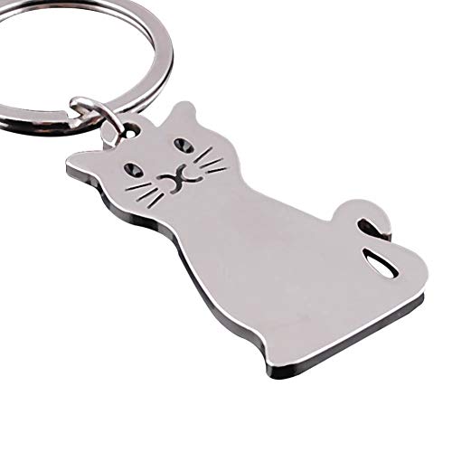 Preisvergleich Produktbild Nowbetter Unisex-Schlüsselanhänger mit niedlichem Katzenmotiv, Legierung, Schlüsselanhänger, Auto-Tasche, Geldbeutel, hängendes Zubehör, Ornamente Geschenke, Schlüsselschnalle, silberfarben