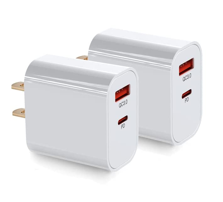 iPhone 12 13 Charger Block, 20W USB C Wall Charger, Dual-Port USB Type C Fast iPhone Charger for iPhone 13/13 Pro/13 Pro Max/13 Mini/ 12/12 Pro Max/11/11 Pro Max/Samsung Galaxy and More 2-Pack